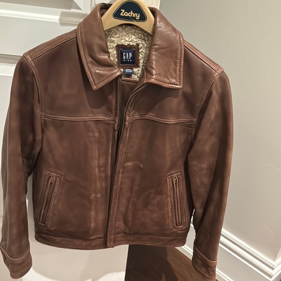 GAP Kids  Brown Leather Jacket (size 8-10) - Picture 1 of 4